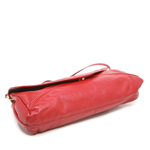 Vintage ANDREA Red Leather Envelope Style Purse Shoulder Bag Retro Long Strap - Picture 5 of 12